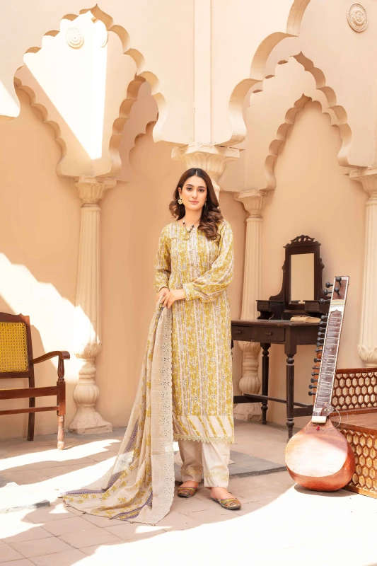 Unstitched Embroidered lawn 3 Piece