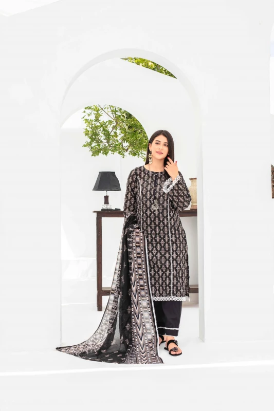 Unstitched Printed Lawn 3-Piece Set