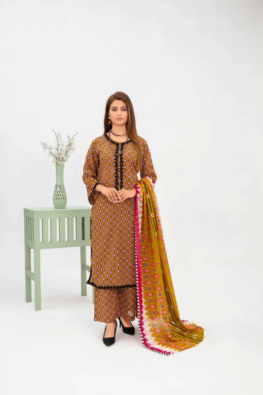 Unstitched Printed Lawn 3-Piece