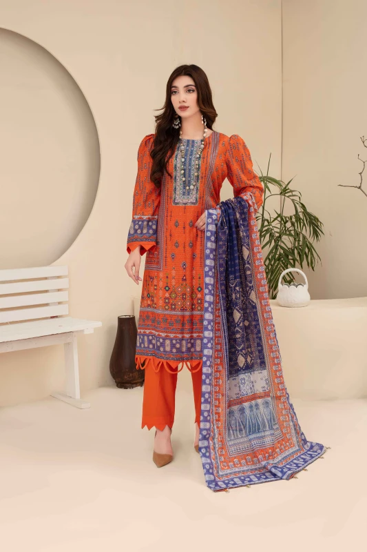 Unstitched Printed Lawn 3-Piece