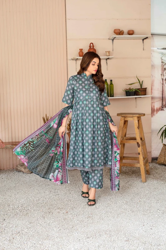 Unstitched Printed Lawn 3-Piece