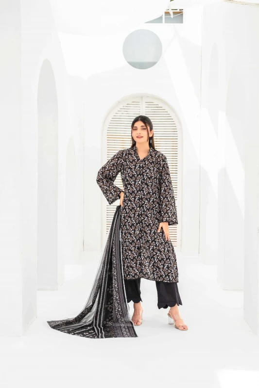 Unstitched Printed Lawn 3-Piece Set