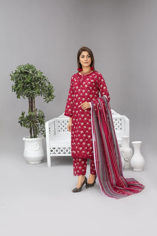 Unstitched Printed Khaddar 3 Piece