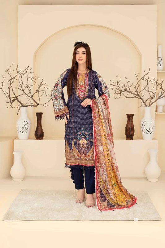 Unstitched Printed Lawn 3-Piece