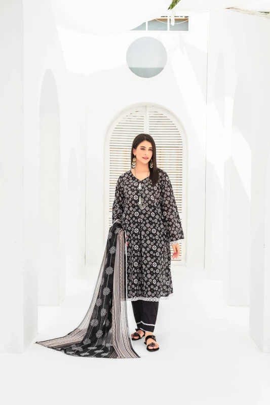 Unstitched Printed Lawn 3-Piece Set