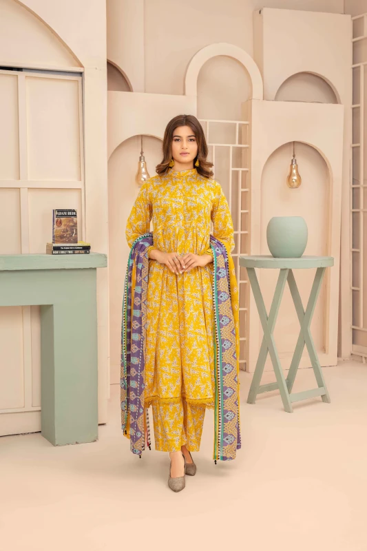 Unstitched Printed Lawn 3-Piece