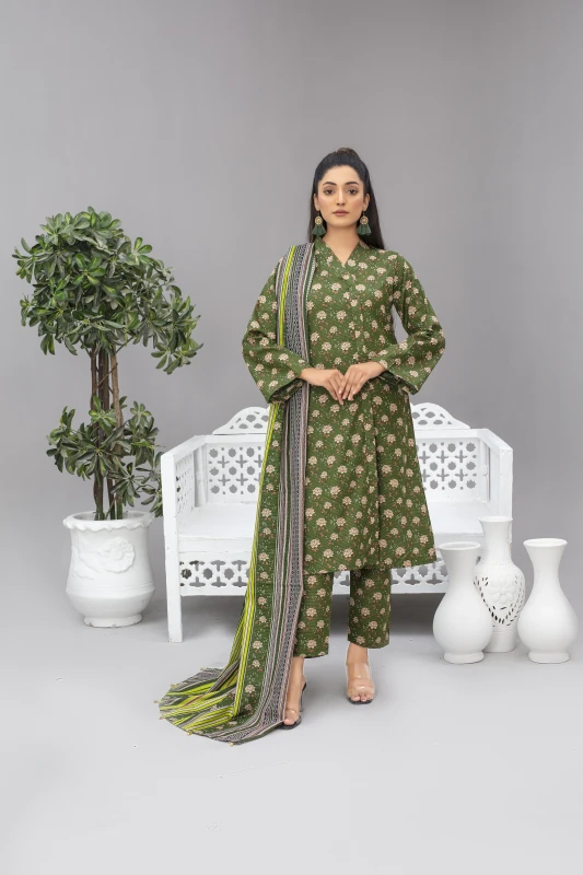 Unstitched Printed Khaddar 3 Piece