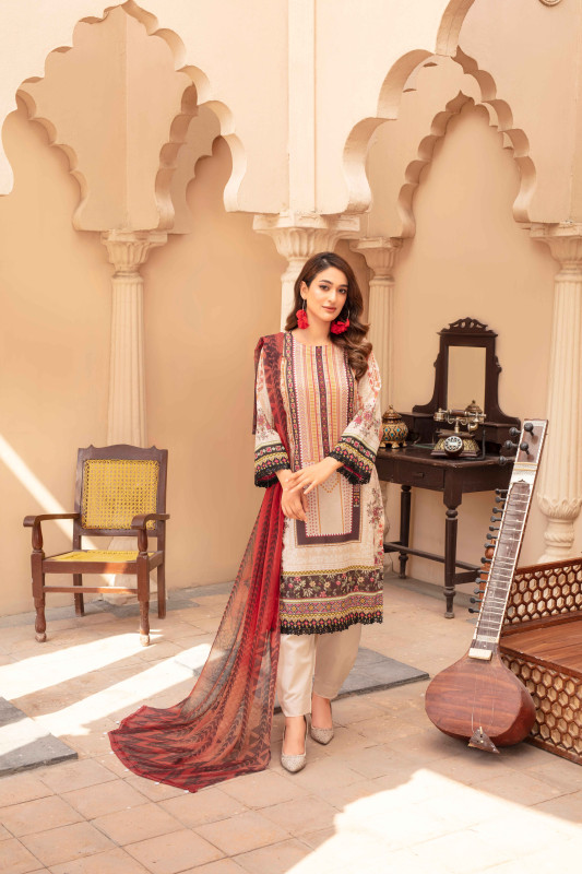 Unstitched Printed Lawn 3-Piece