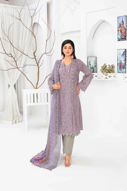 Unstitched Printed Lawn 3-Piece