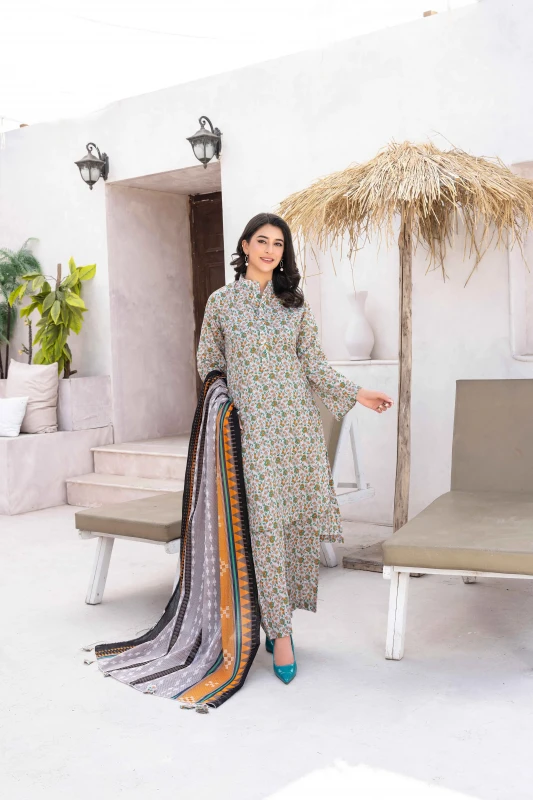 Unstitched Printed Lawn 3-Piece