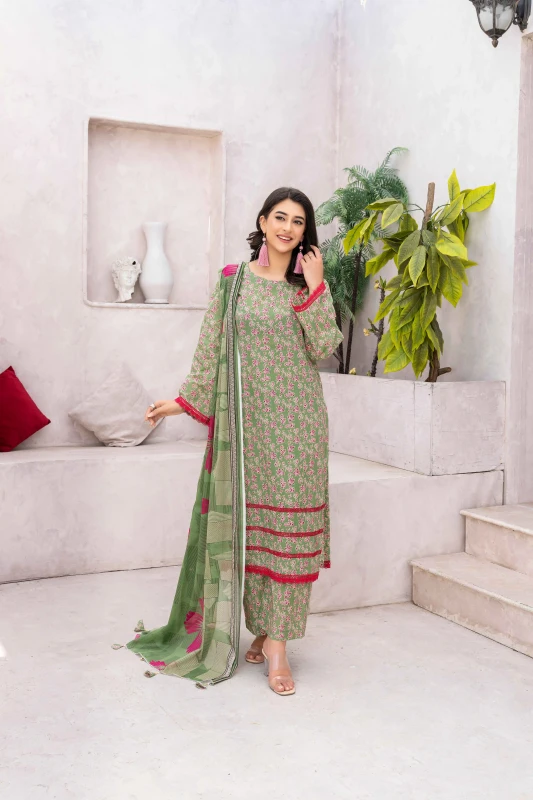 Unstitched Printed Lawn 3-Piece