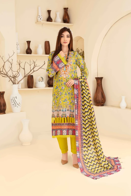 Unstitched Printed Lawn 3-Piece