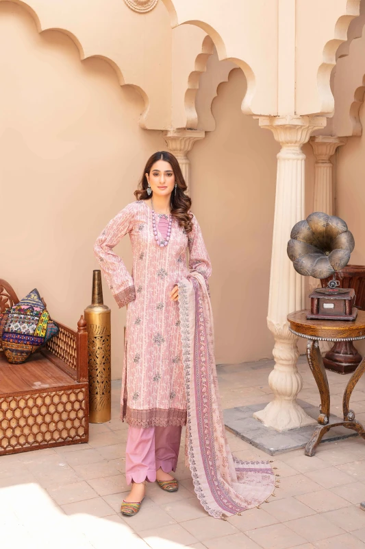 Unstitched Embroidered lawn 3 Piece