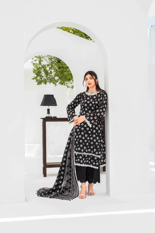 Unstitched Printed Lawn 3-Piece Set