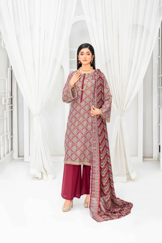 Unstitched Printed Lawn 3-Piece