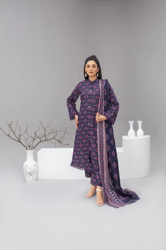 Unstitched Printed Khaddar 3 Piece