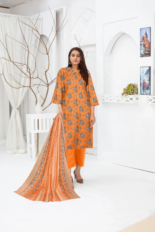 Unstitched Printed Lawn 3-Piece