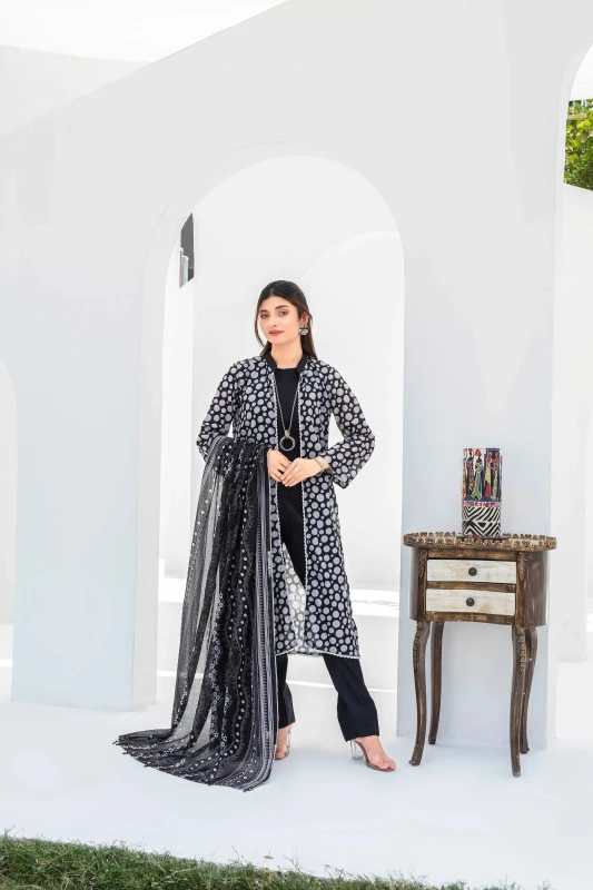 Unstitched Printed Lawn 3-Piece Set