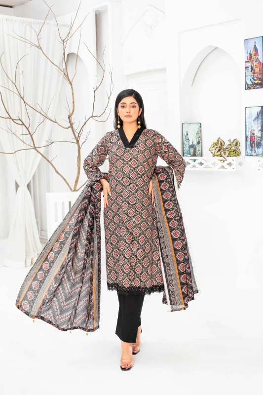 Unstitched Printed Lawn 3-Piece