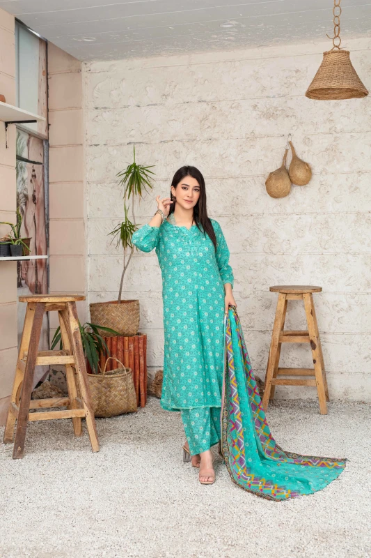 Unstitched Printed Lawn 3-Piece