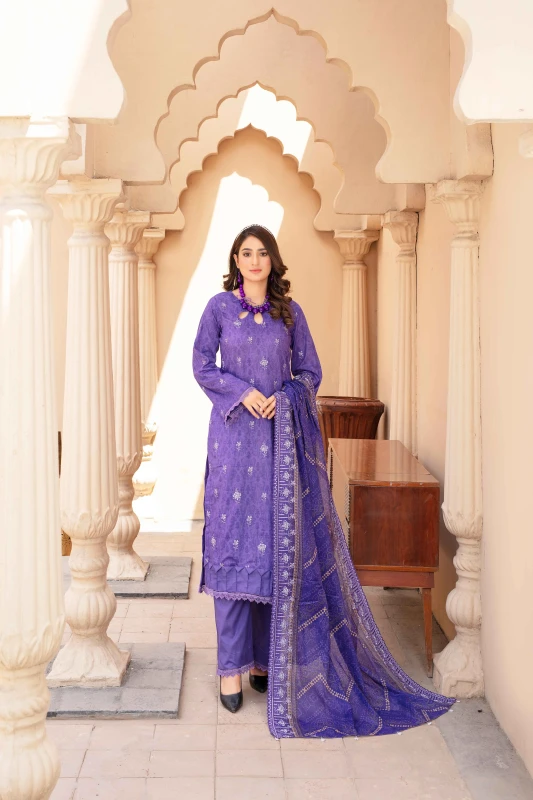 Unstitched Embroidered lawn 3 Piece