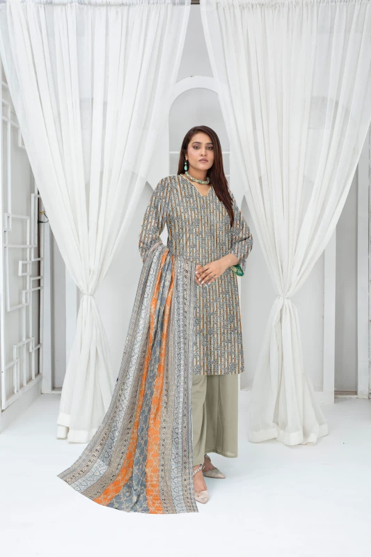 Unstitched Printed Lawn 3-Piece