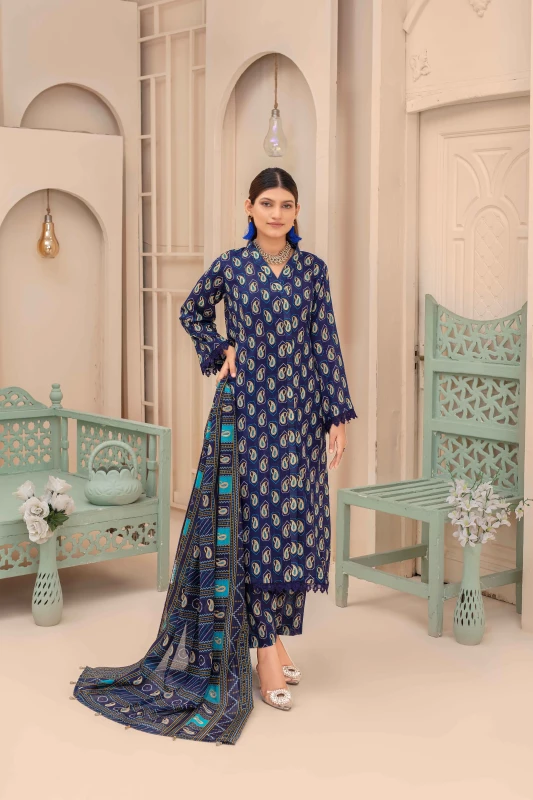 Unstitched Printed Lawn 3-Piece