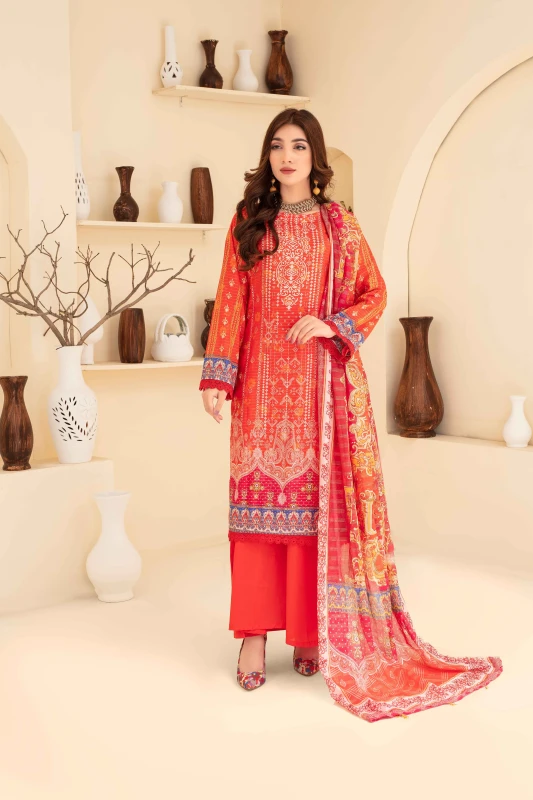 Unstitched Printed Lawn 3-Piece